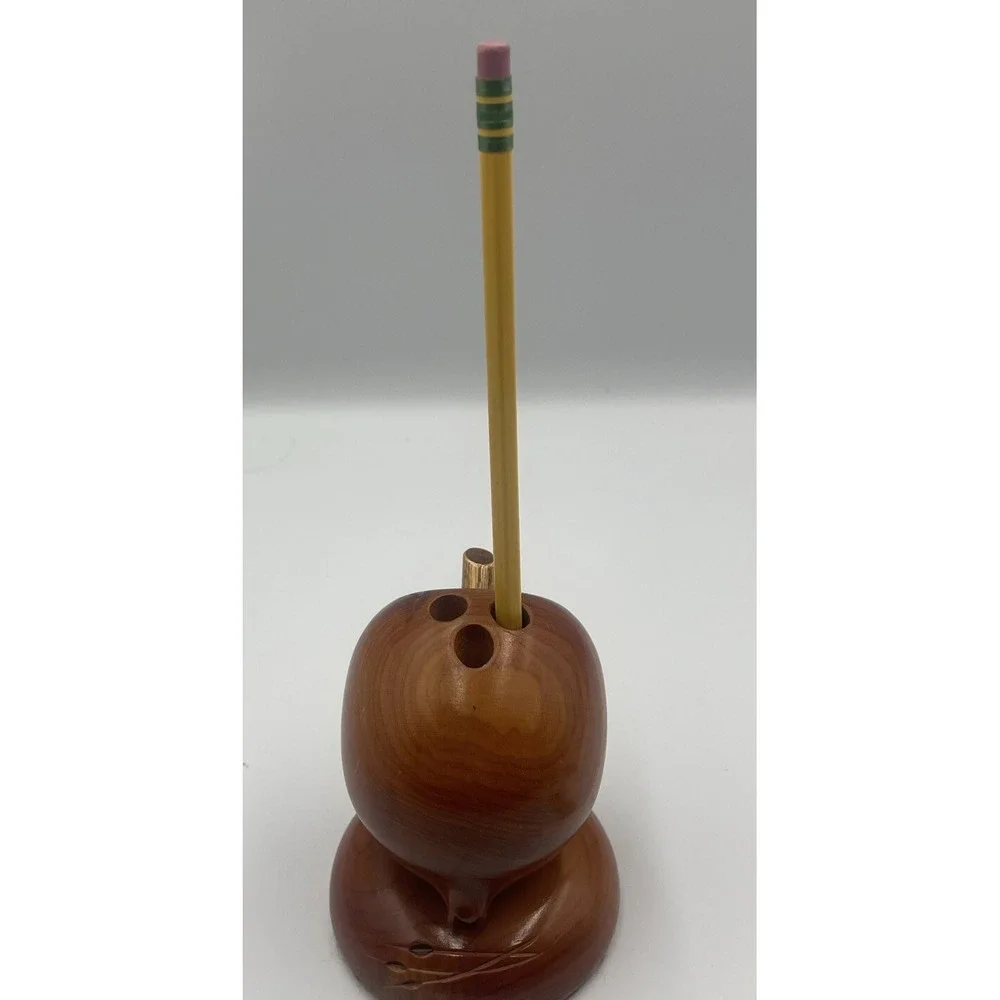 Walnut Wood Apple Pen Holder - Original Walnut Bowl Factory Store - Teacher Gift